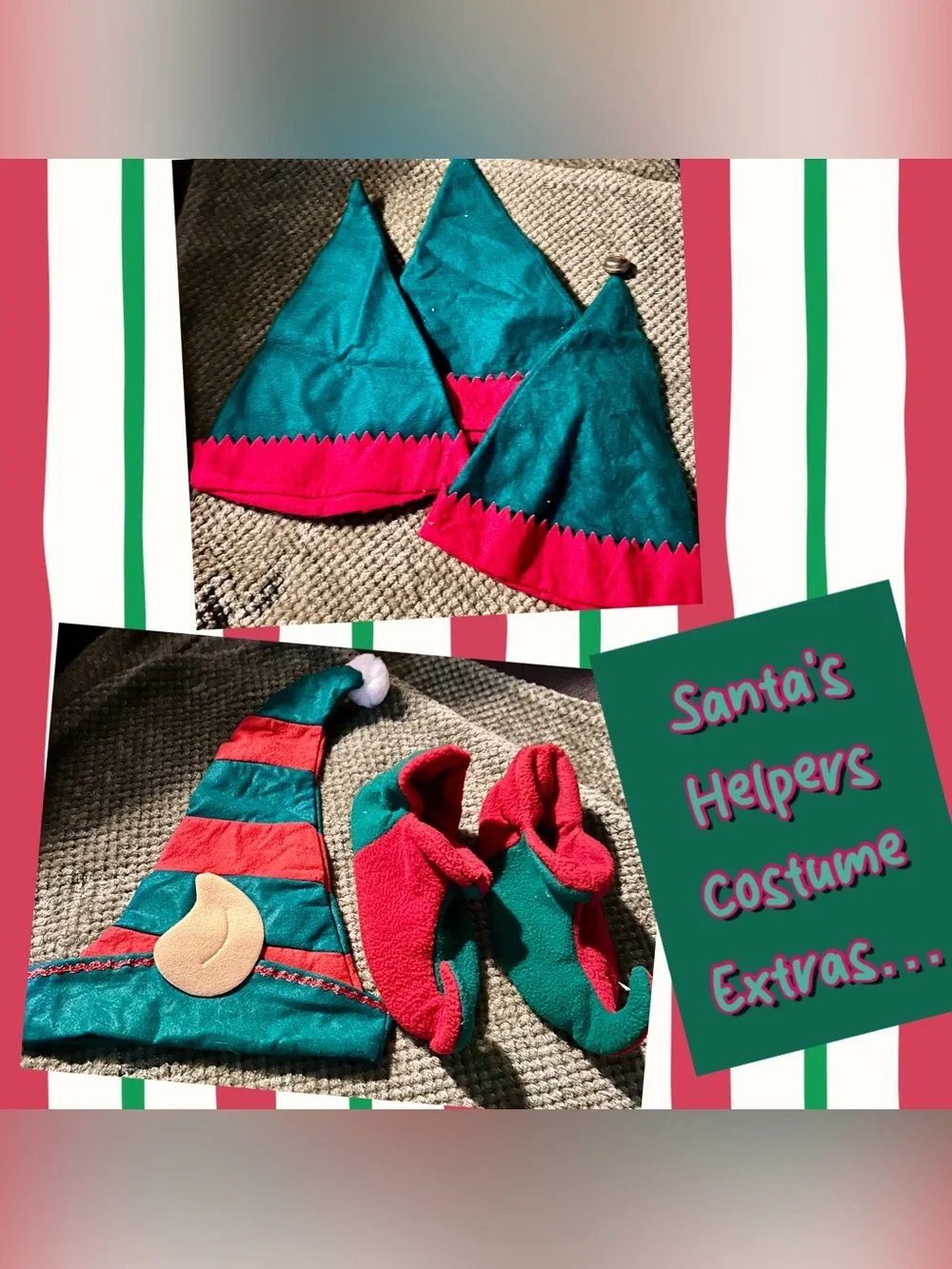 ELF Green & Red Plush Elf Hat and Booties Set